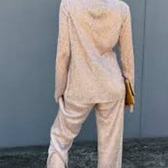 Sabina Musayev Mark pleated trousers pearl blush foil, sz. M - Picture 4 of 4